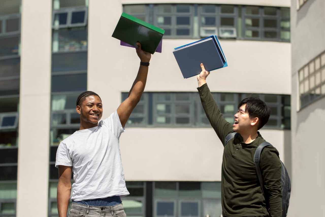 Successful Nigerian student celebrating winning a Commonwealth Scholarship to study in the UK.